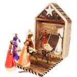 KE0009-50 Krippe Bananenblatt und Sisalfiguren 15 x 23 cm Kenia