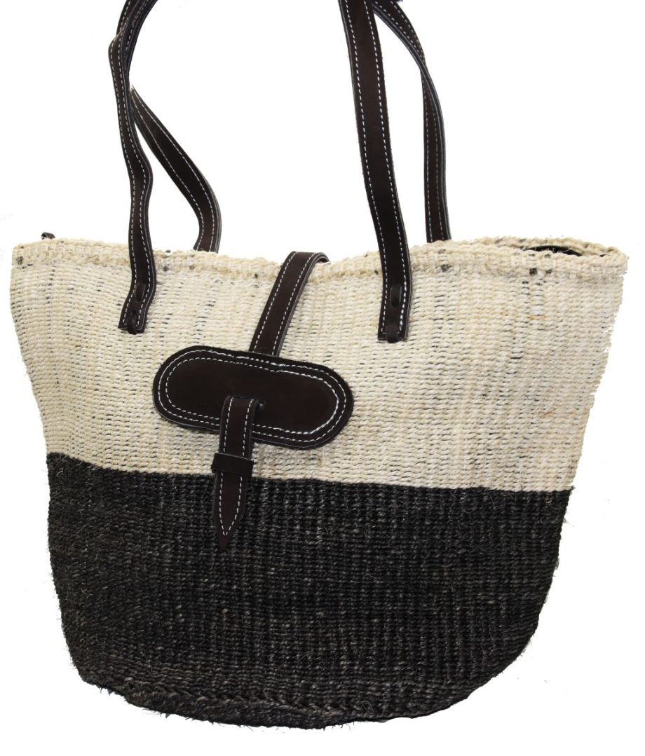 Sisaltasche schwarz-natur mit Reißverschluss und Innenfutterwasserfeste Farben