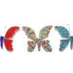 KE0002-1 Schmetterling sitzend Glasperlen und Draht 12x7 cm Kenia
