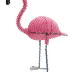 KE0002-71 Flamingo XL Draht und rosa Glasperlen H 11 cm B 8 cm Kenia