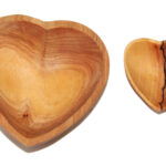 HO0002-0, HO0002-1 und HO0002-11 Herzschalen aus Olivenholz 5,5 cm, 9-10 cm 14-15 cm Kenia