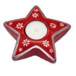 SP0132-3 Teelicht Stern "Grafik Silber" rot 11-12 cm Kenia